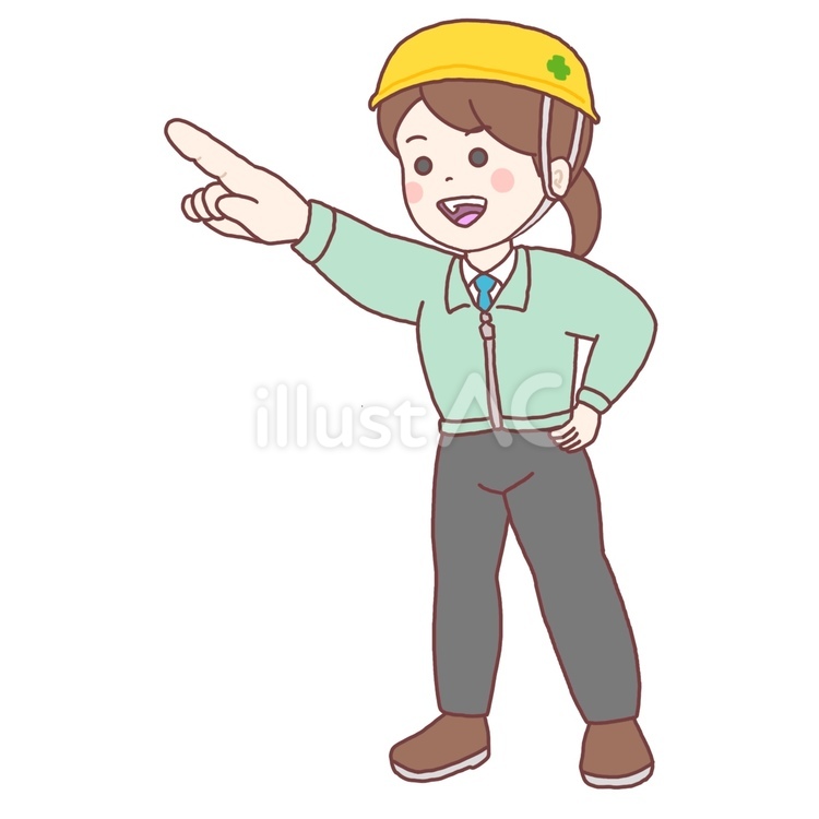 指示を出す女性現場監督 指示,命令,指差しのイラスト素材