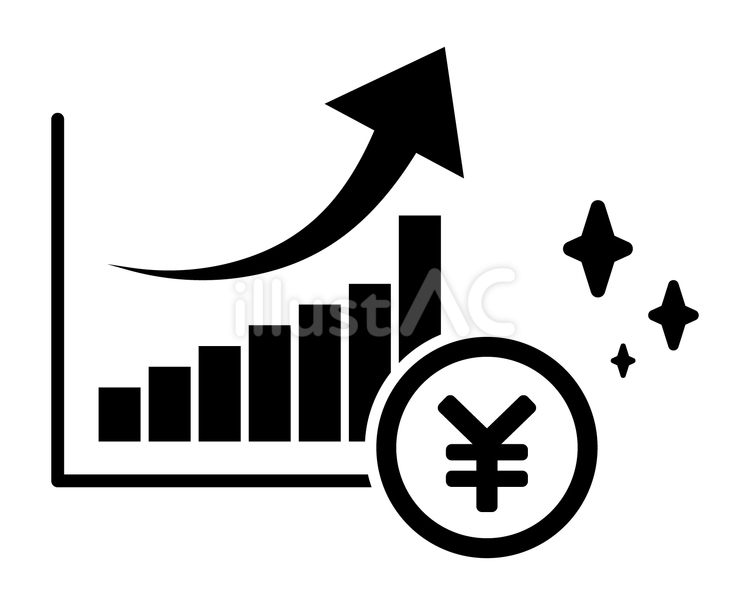 お金と上昇する棒グラフ お金,グラフ,上昇のイラスト素材