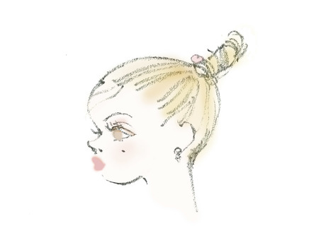 横顔 女の子,横顔,ヘアスタイル,おしゃれ,かわいい,モード,個性,アップヘア,女性のイラスト素材