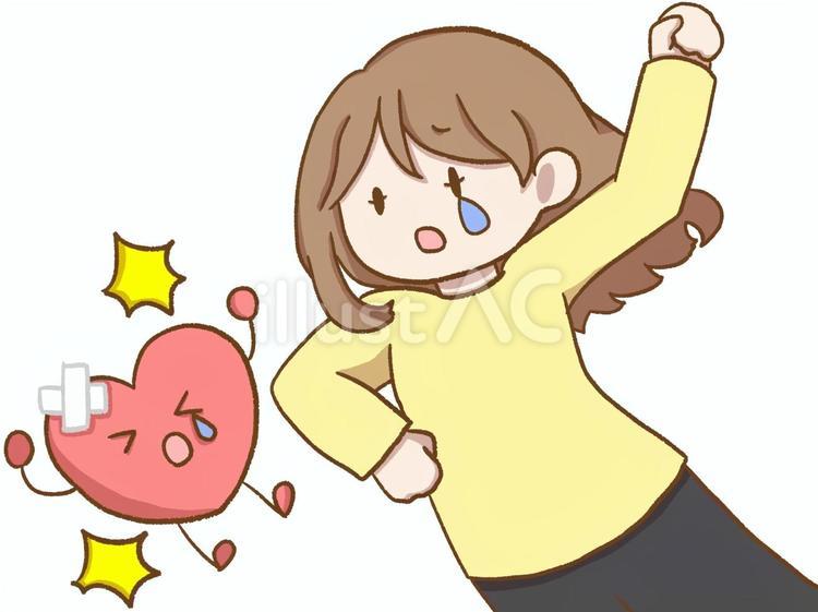 自分の心を傷つける女性　黄色 傷つく,女性,心のイラスト素材