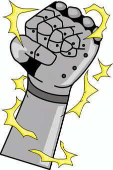 電撃パワー 電撃,パワー,たまる,エネルギー,手,腕,ロボット,メカ,サイボーグ,漫画のイラスト素材