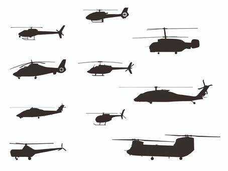 ヘリコプター　セット ヘリコプター,航空機,飛ぶ,輸送,乗り物のイラスト素材