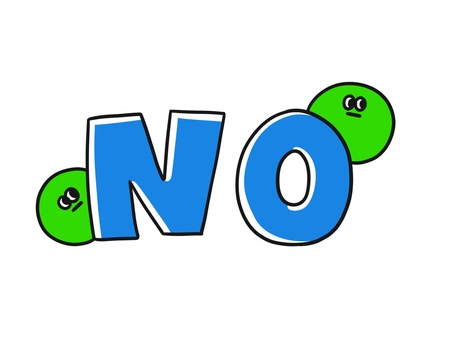 NO no,文字,手書き,ワンポイント,青,緑のイラスト素材