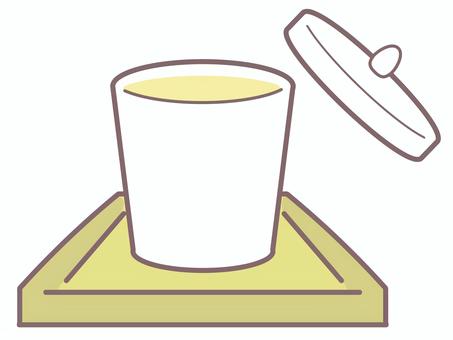 黄色い茶碗蒸しイラスト 茶碗蒸し,日本料理,和食,蒸し物,料理,食べ物,器,フタ,お盆,和風のイラスト素材