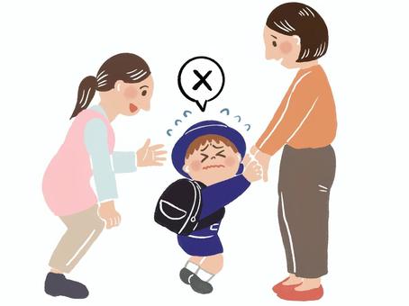 登園を拒否する子 子ども,男の子,発達障害,特別支援,療育,サポート,福祉,グレーゾーン,発達グレー,育児のイラスト素材