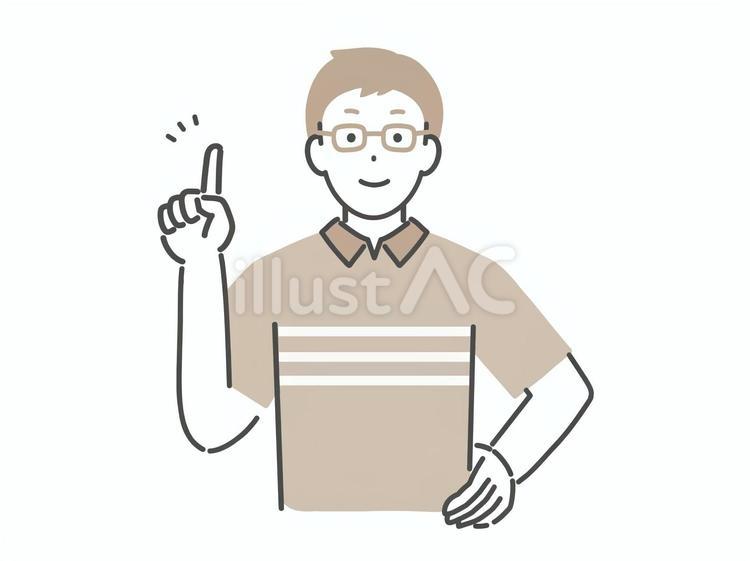 ポイントを説明するメガネの男性 男性,人物,ポイントのイラスト素材
