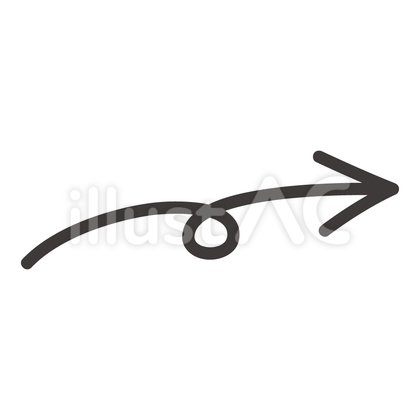 手書き風のくるんとしたグレーの右向き矢印