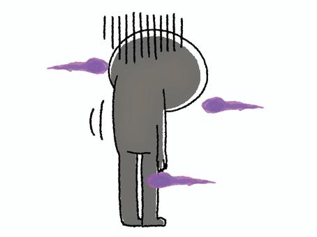 落ち込むシルエット シルエット,落ち込む,ショック,影,pop調,手描き,挿絵,ワンポイント,素材,商用可のイラスト素材