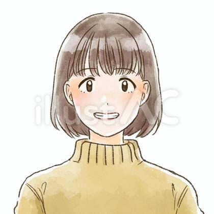 歯を見せるショートカットの女の子