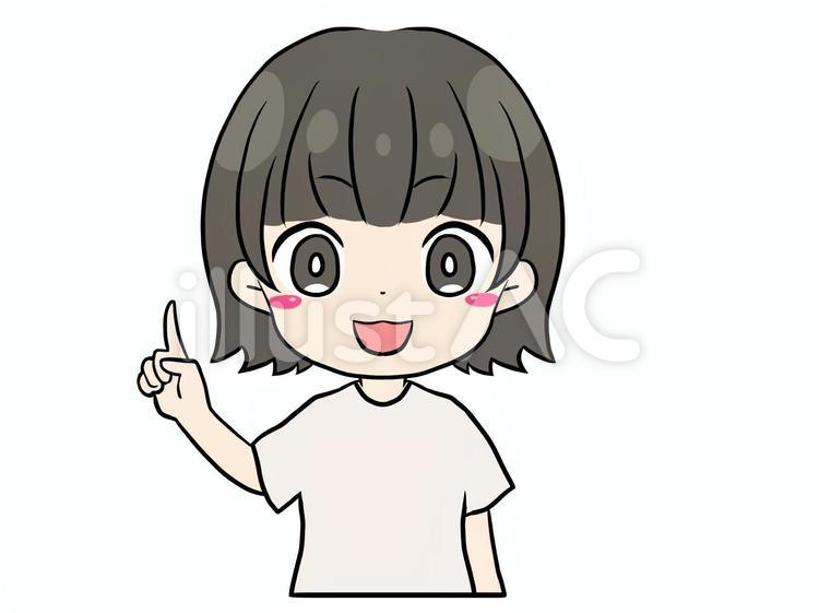 指をさす女の子 指差し,女の子,白のイラスト素材
