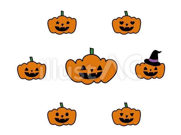 線画のハロウィンかぼちゃ ハロウィン,かぼちゃ,手描きのイラスト素材