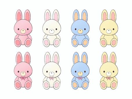 うさぎのぬいぐるみセット(ファンシー) ぬいぐるみ,生活,玩具,おもちゃ,かわいい,インテリア,セット,白背景,キッズ,ファンシーのイラスト素材
