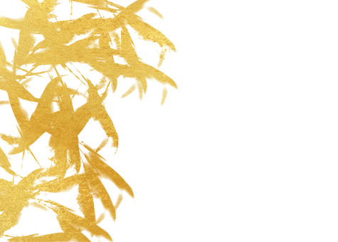 金色の葉のシルエット 背景,葉,和風,和紙,白色,金色,金箔,笹の葉,竹,シルエットのイラスト素材