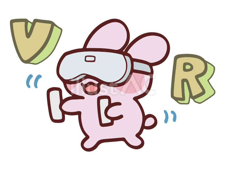 VRゲームを楽しむうさちゃん ゲーム,動物,うさぎのイラスト素材