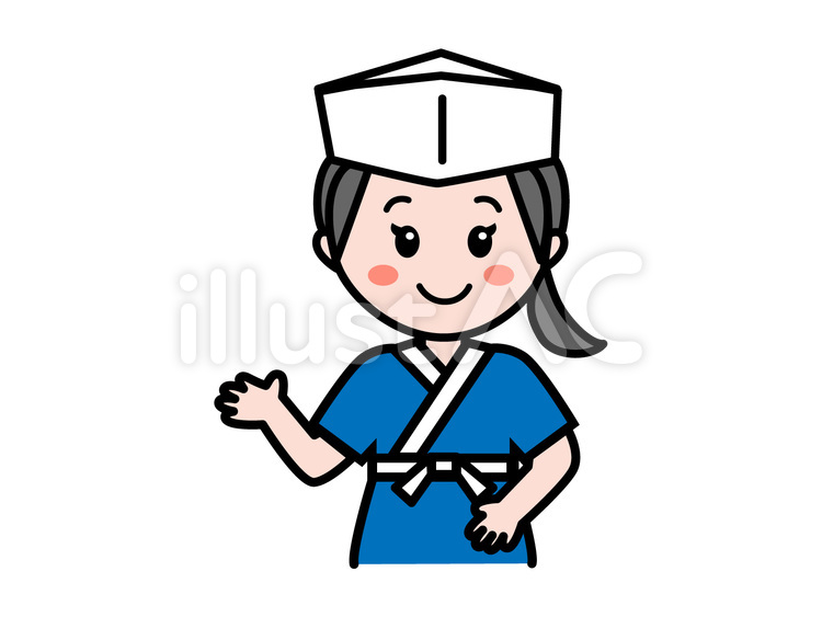 回転すしスタッフ　上半身（女性） 回転すし,回転寿司,すしのイラスト素材