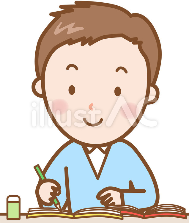 男性：勉強 勉強,資格,試験のイラスト素材