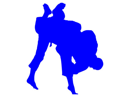 スポーツ　武道　柔道　シルエット　青 スポーツ,運動,武道,柔道,シルエット,シンプル,素材,人物のイラスト素材