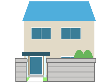 塀が高い家 家,住宅,塀,高い,建物,外観,住居,住まい,一軒家,不動産のイラスト素材