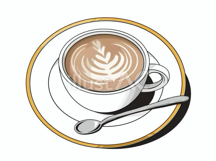 珈琲(コーヒー)に描く芸術のラテアート ラテアート,カフェラテ,珈琲のイラスト素材