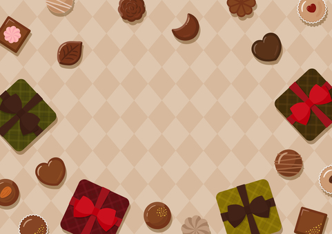 バレンタインのプレゼントとチョコの背景2 バレンタイン,背景,チョコレート,チョコ,ハート,プレゼント,リボン,バレンタインデー,2月,冬のイラスト素材