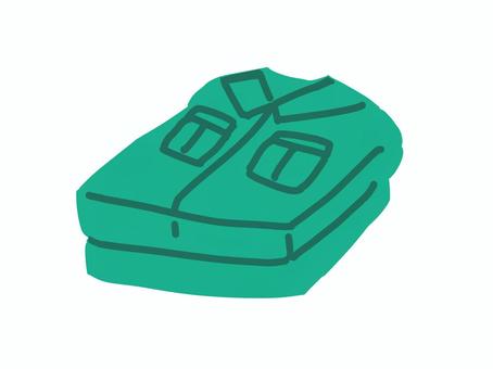 たたんである作業服 作業服,緑,つなぎ,作業,整頓,主線なし,ポップ,可愛い,単体,シンプルのイラスト素材