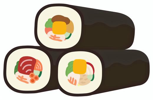 節分の恵方巻き3本セット 節分の恵方巻き3本セット 恵方巻,節分,恵方巻き,2月,食べ物,かわいい,恵方,巻寿司,縁起物,丸かぶりのイラスト素材