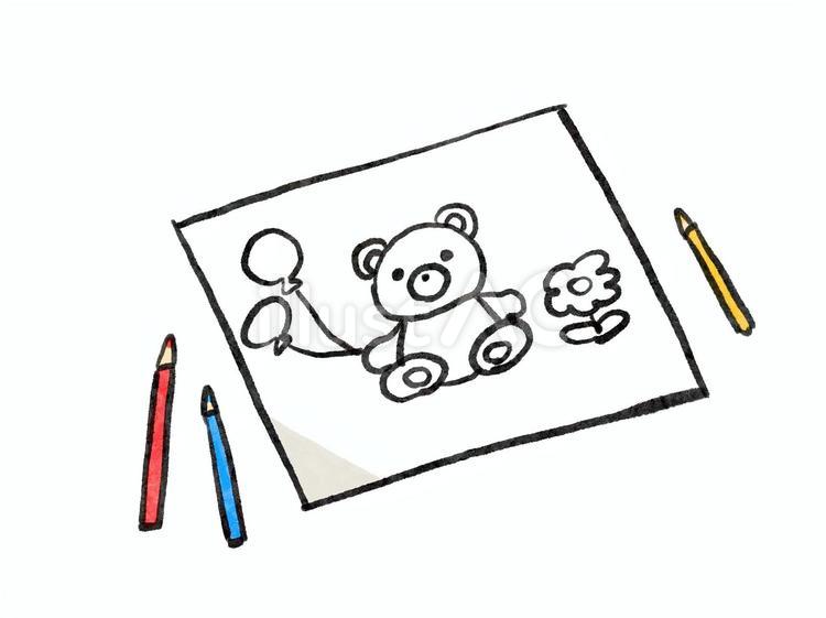 塗り絵 ぬりえ,遊び,テディベアのイラスト素材