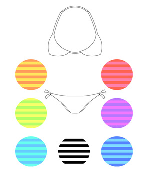 ビキニ　カラーは何色にしよう？ ビキニ,横縞,ボーダー,模様,色,カラー,線画,参考,選択,様々のイラスト素材