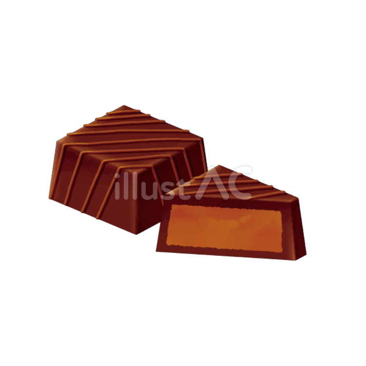 チョコレートがしましまにかかっている四角いチョコレートと断面 バレンタイン,断面,四角のイラスト素材