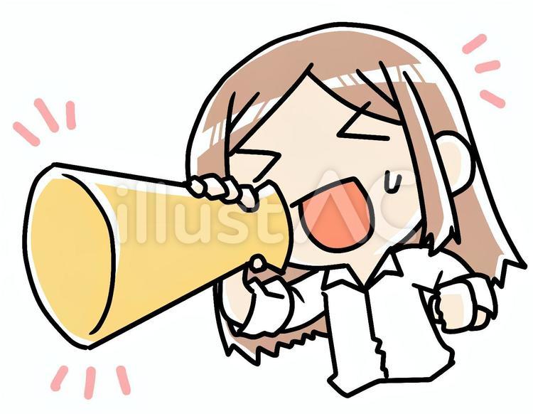 白熱した応援をする女性 白熱,応援,女性のイラスト素材