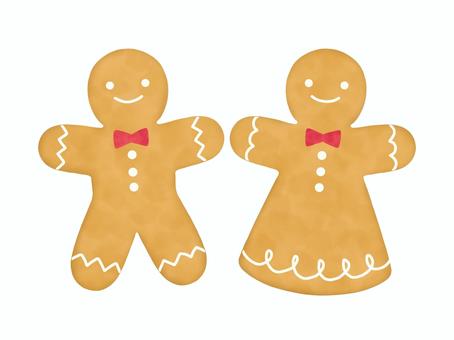ジンジャークッキー ジンジャークッキー,ジンジャーブレッドマン,クリスマス,クッキー,お菓子,食べ物,生姜,茶色,白,12月のイラスト素材
