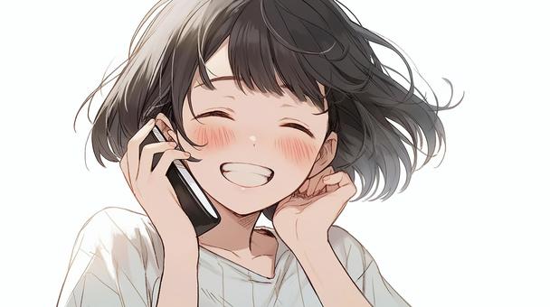 girl laughing on the phone, , JPG and PNG