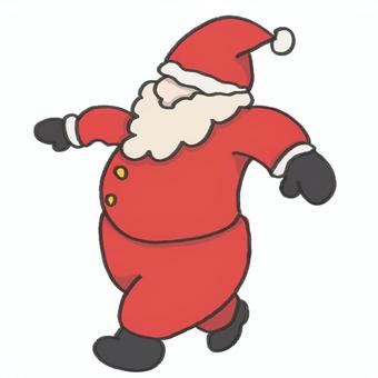 ゆっくり走るサンタのイラスト。