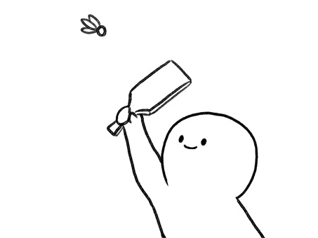 羽根つきをする棒人間の線画 棒人間,人物,羽根突き,正月,羽子板,手描き,落書き,表情,黒,シンプルのイラスト素材