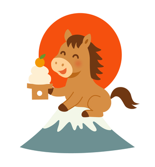 かわいい馬のイラスト 日の出-1