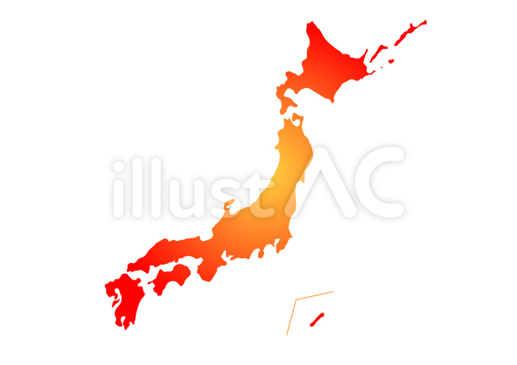 日本列島　温暖化　赤 日本,日本列島,日本地図のイラスト素材