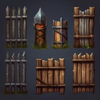 dungeon fence, iron fence, wood, game, JPG