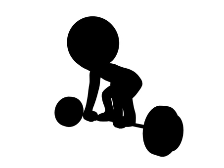 バーベルを持ち上げようとするシルエット モノクロ,シルエット,筋トレ,バーベル,ウェイトトレーニング,トレーニング,フィットネス,鍛錬,重量挙げ,ボディメイクのイラスト素材