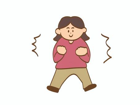 ガッツポーズをしてやる気の漲る女性 ガッツポーズ,やる気,漲る,よっしゃ,やるぞ,気合,人物,大人,お母さん,女性のイラスト素材