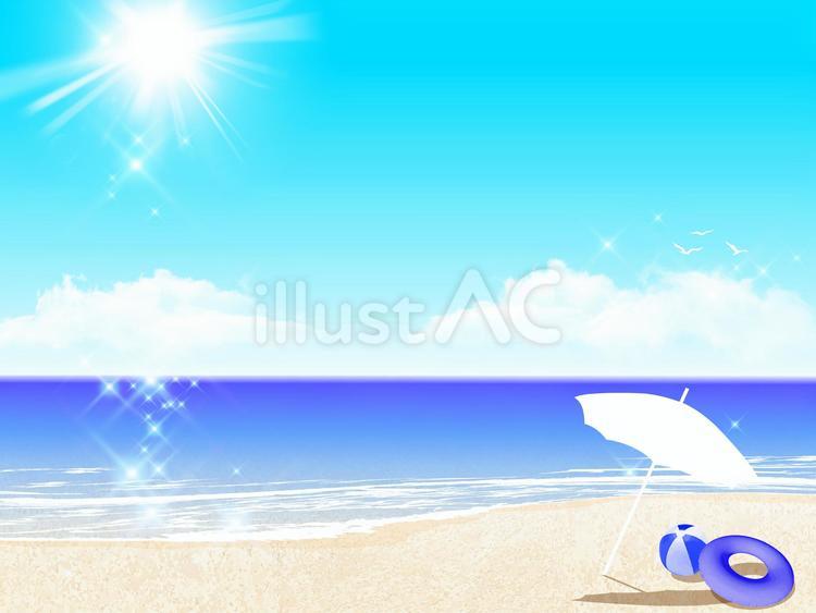 キラキラな水色の空と海と海岸　su098 海,夏,キラキラのイラスト素材