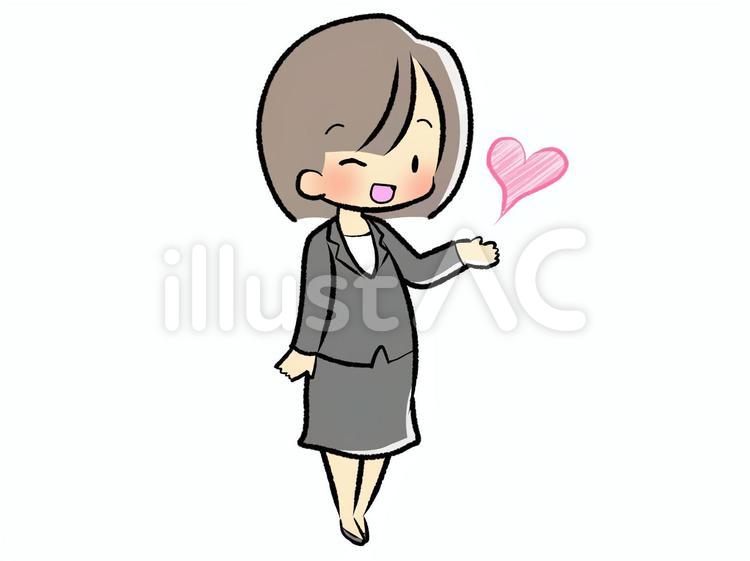 会社員-ウインク-全身211019 女性,仕事,ウインクのイラスト素材