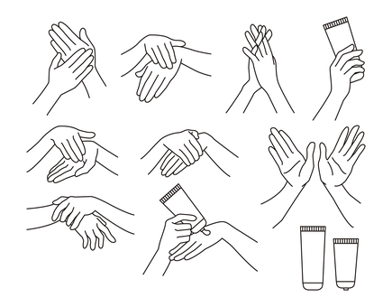 ハンドケア・ハンドクリーム　手のセット 手,ハンドクリーム,保湿,乾燥,クリーム,スキンケア,手荒れ,美容,手の甲,肌のイラスト素材