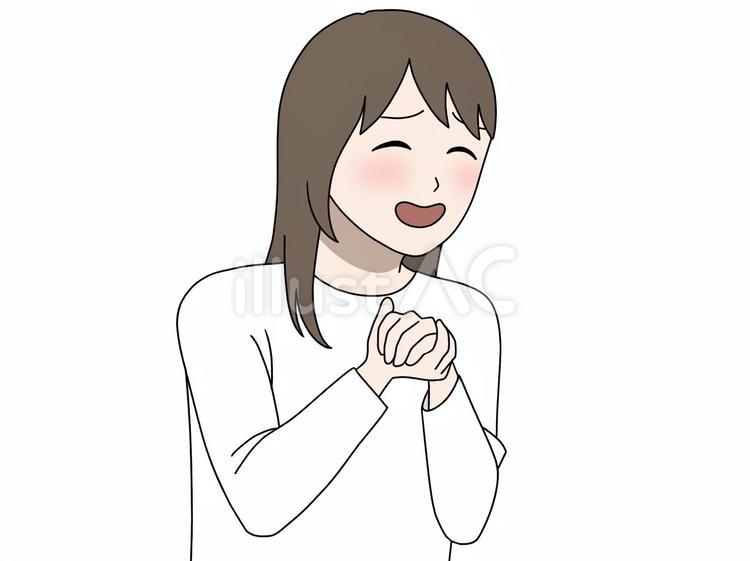 ごますりをする女性 諂う,媚びる,媚びへつらうのイラスト素材