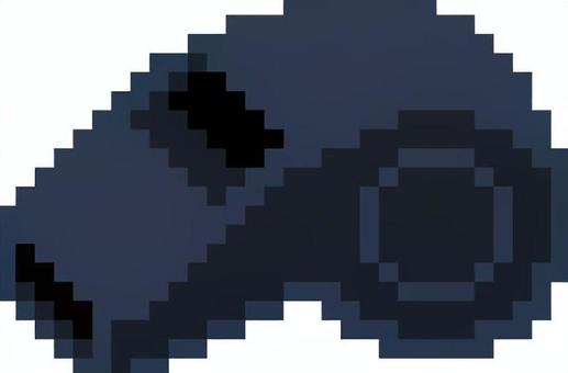 ドット絵の黒のホイッスルです。 ドット絵,ホイッスル,シンプル,笛,スポーツ用品,審判,競技会,指導者,応援,グッズのイラスト素材