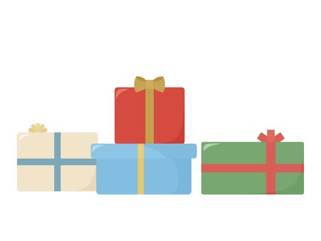 クリスマスプレゼント（複数） プレゼント,クリスマス,クリスマスプレゼント,クリスマスカラー,緑,グリーン,赤,ポップ,おしゃれ,荷物のイラスト素材