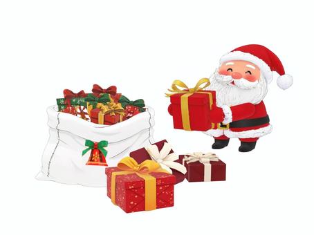 サンタクロースギフトクリスマスプレゼント クリスマス,サンタクロース,サンタ,クリスマスプレゼント,プレゼント,クリスマスケーキ,サンタ袋,袋,ケーキ,箱のイラスト素材