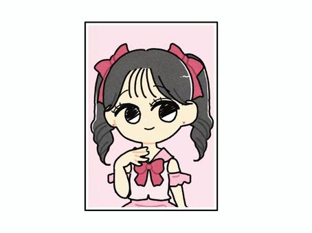 アイドル写真 アイドル,女の子,二次元,推し活,ブロマイド,ウインク,写真,グッズ,かわいい,ファンサのイラスト素材