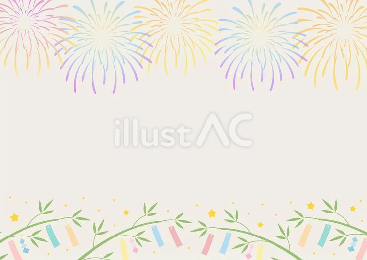 七夕・祭りの笹と花火、夏の背景イラスト 七夕,背景,フレームのイラスト素材