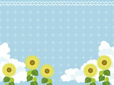 夏　フレーム背景1 ひまわり,向日葵,花,植物,夏,サマー,summer,free,デザイン,飾り枠のイラスト素材