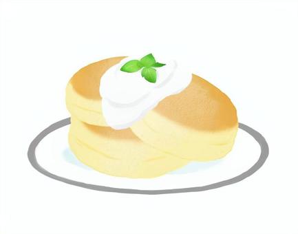 ふわとろパンケーキ パンケーキ,ふわとろ,クリーム,ミント,お皿,食べ物,喫茶店,映えのイラスト素材